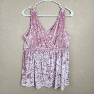 Torrid Pink Crushed Velvet Tank with Braided Detail Size 0X (7401)